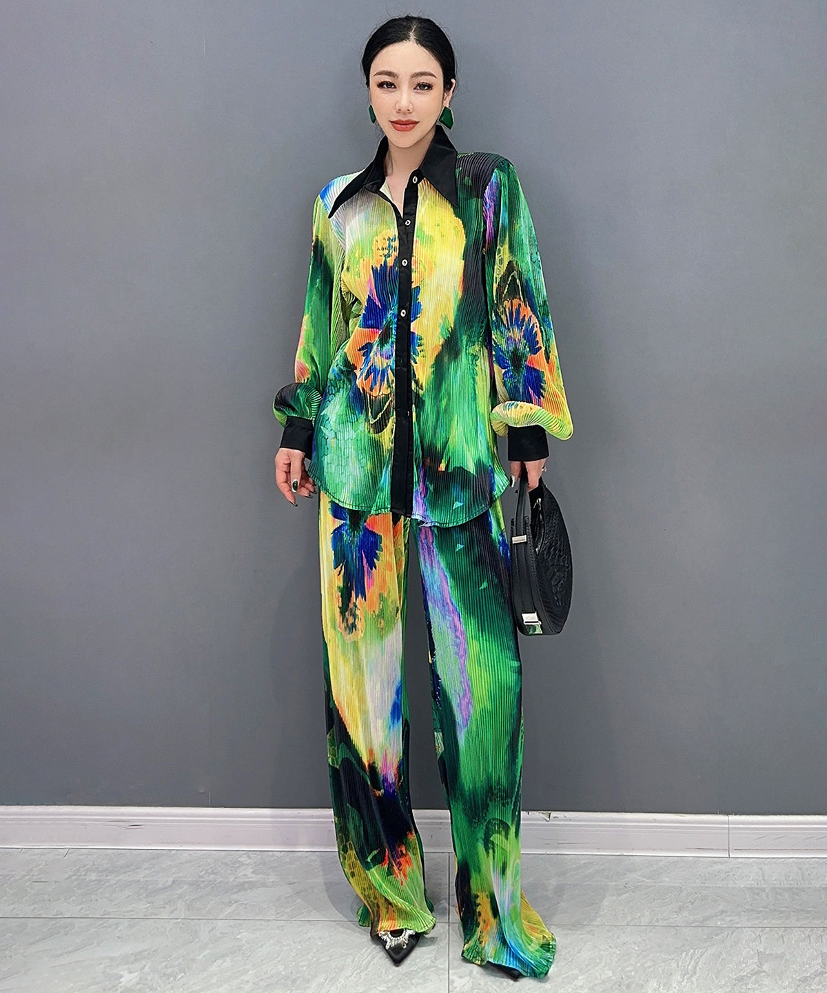 Pleated Blouse &amp; Pants Co-ord