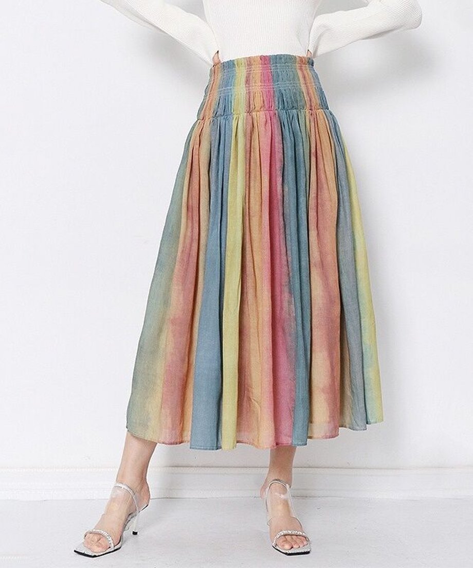Pastel Gradient Pleated Skirt