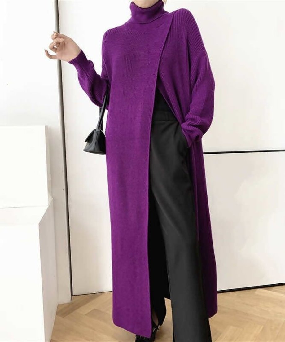 Long Knit Drape Sweater