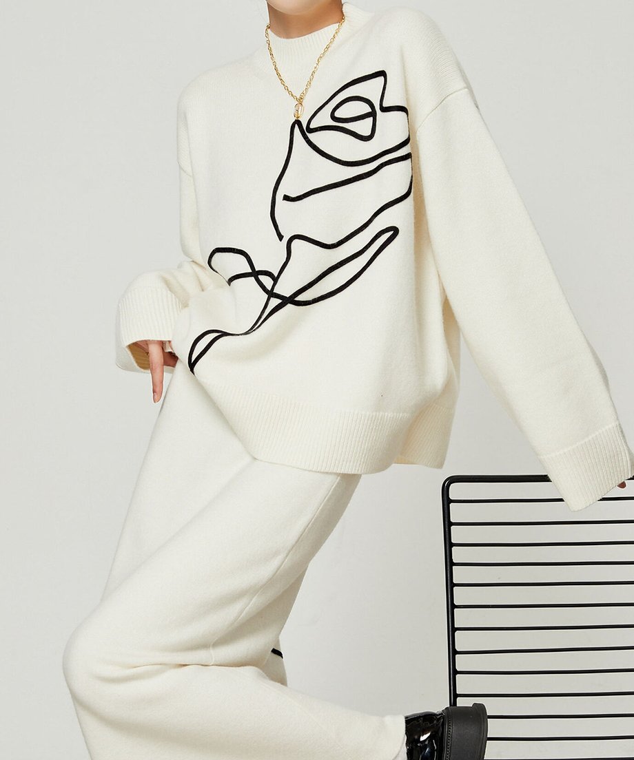 Line Drawing Sweater & Skirt Co-ord