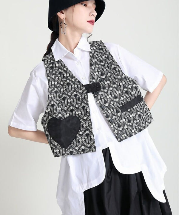 Heart Pocket Jacqard Vest