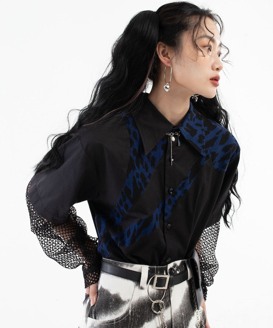 Sleeve Mesh Blouse