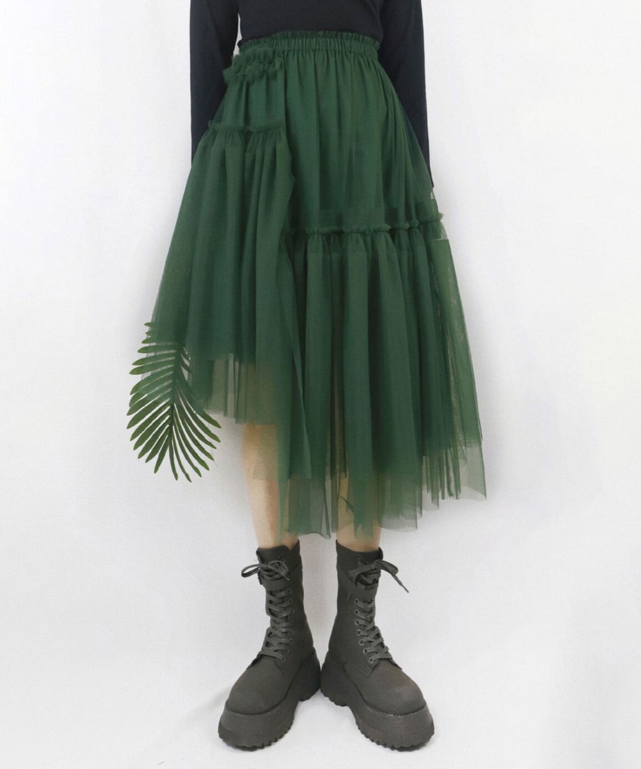 Layered Tulle Asymmetry Skirt