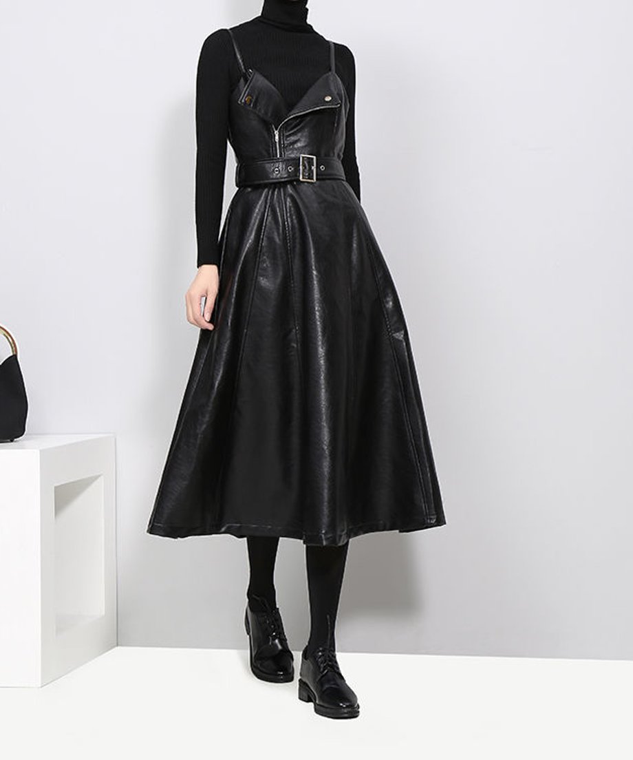 Faux Leather Dress
