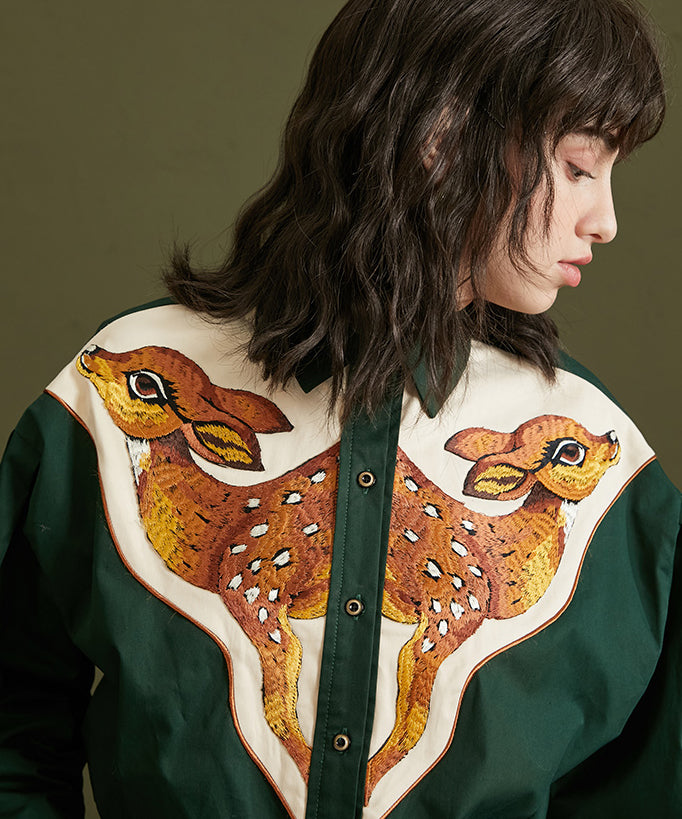 Deer Embroidery Blouse