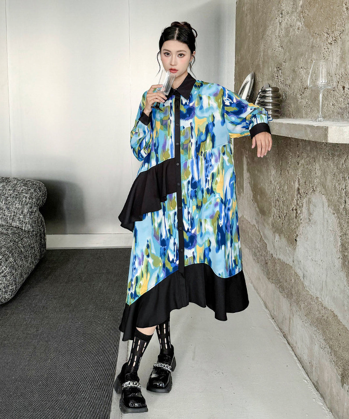 Marble Print Dress