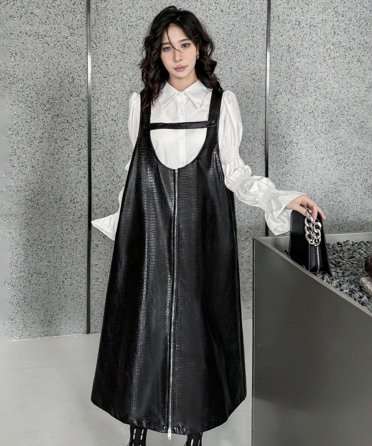 Zip Suspender Dress