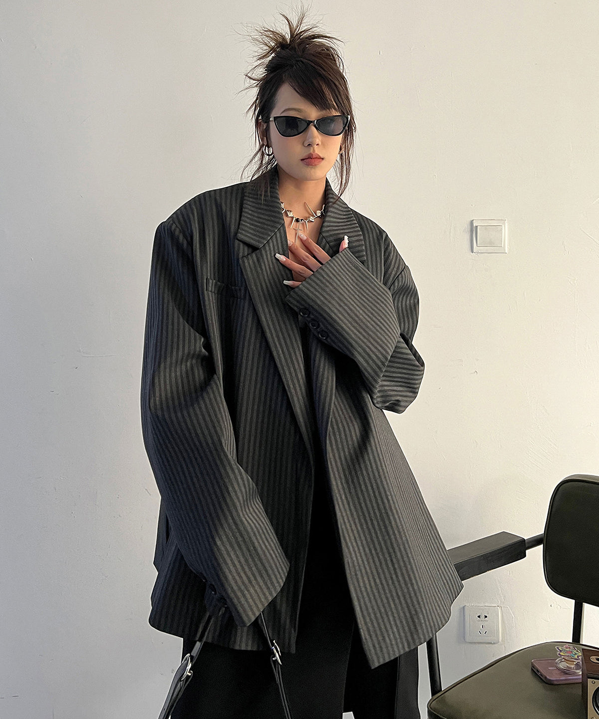 Stripe Buttonless Jacket