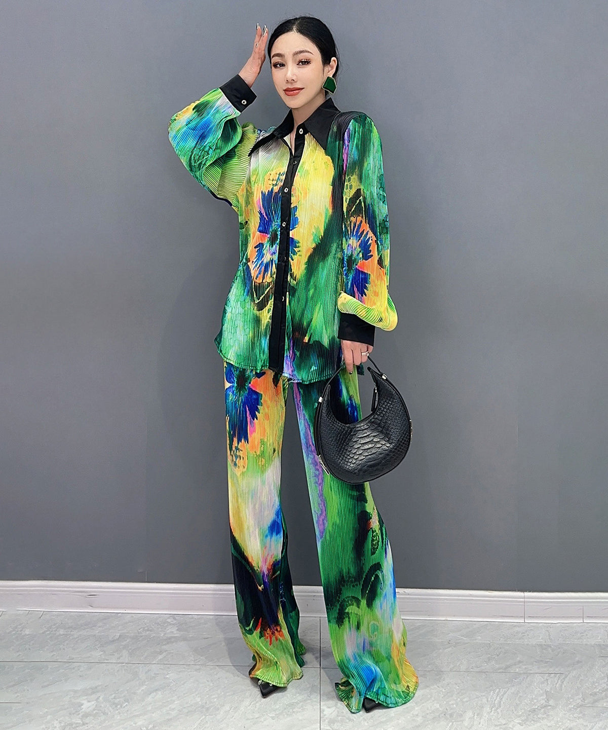 Pleated Blouse &amp; Pants Co-ord