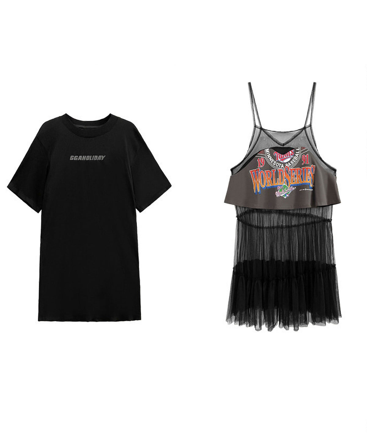 Loose T-shirts &amp; Mesh Dress Co-ord