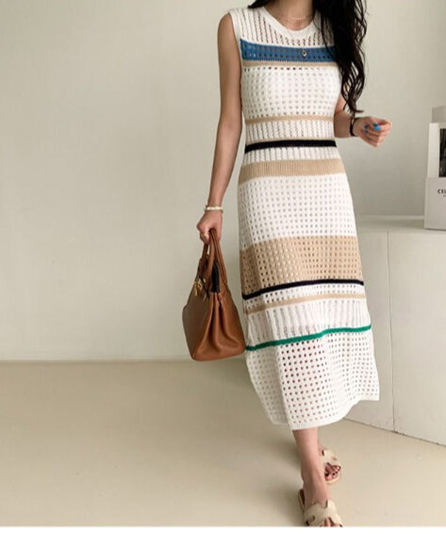 Striped Mesh Dress