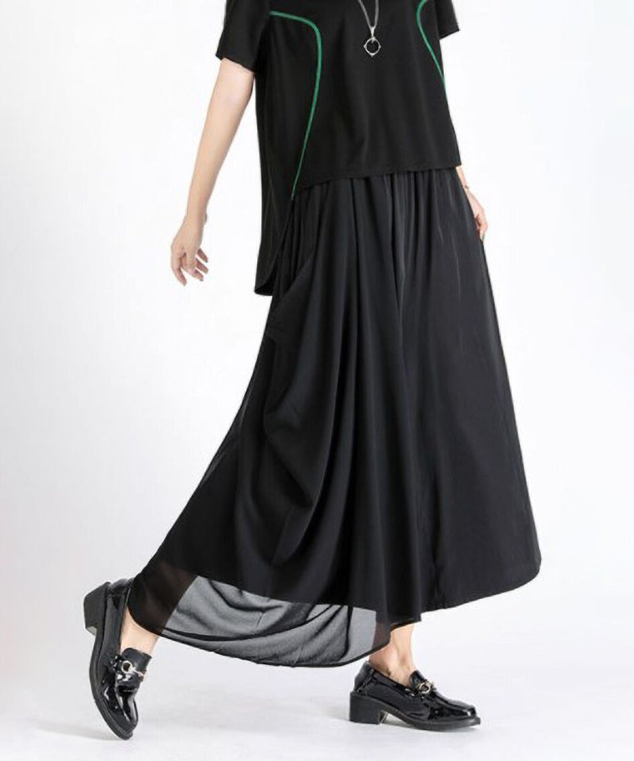 Draped Asymmetric Wide Pants