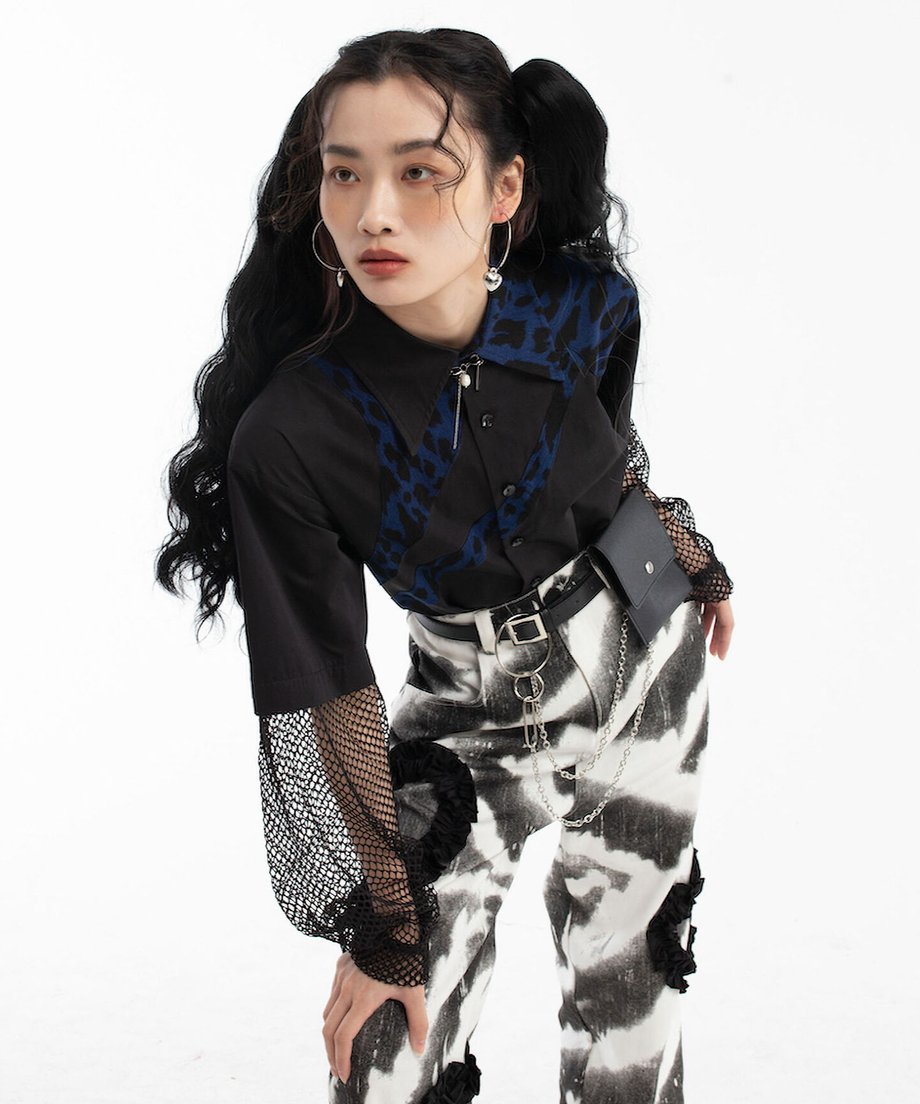 Sleeve Mesh Blouse
