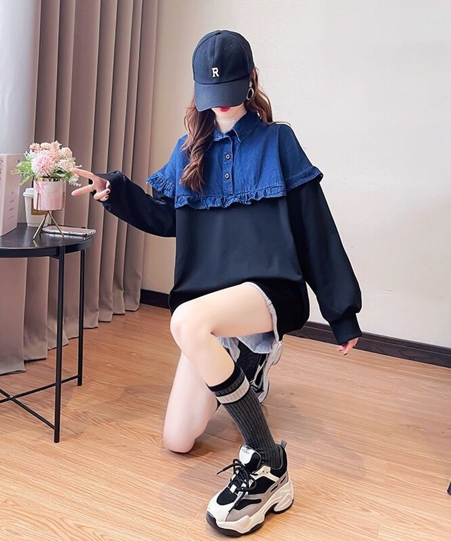 Denim Switch Top