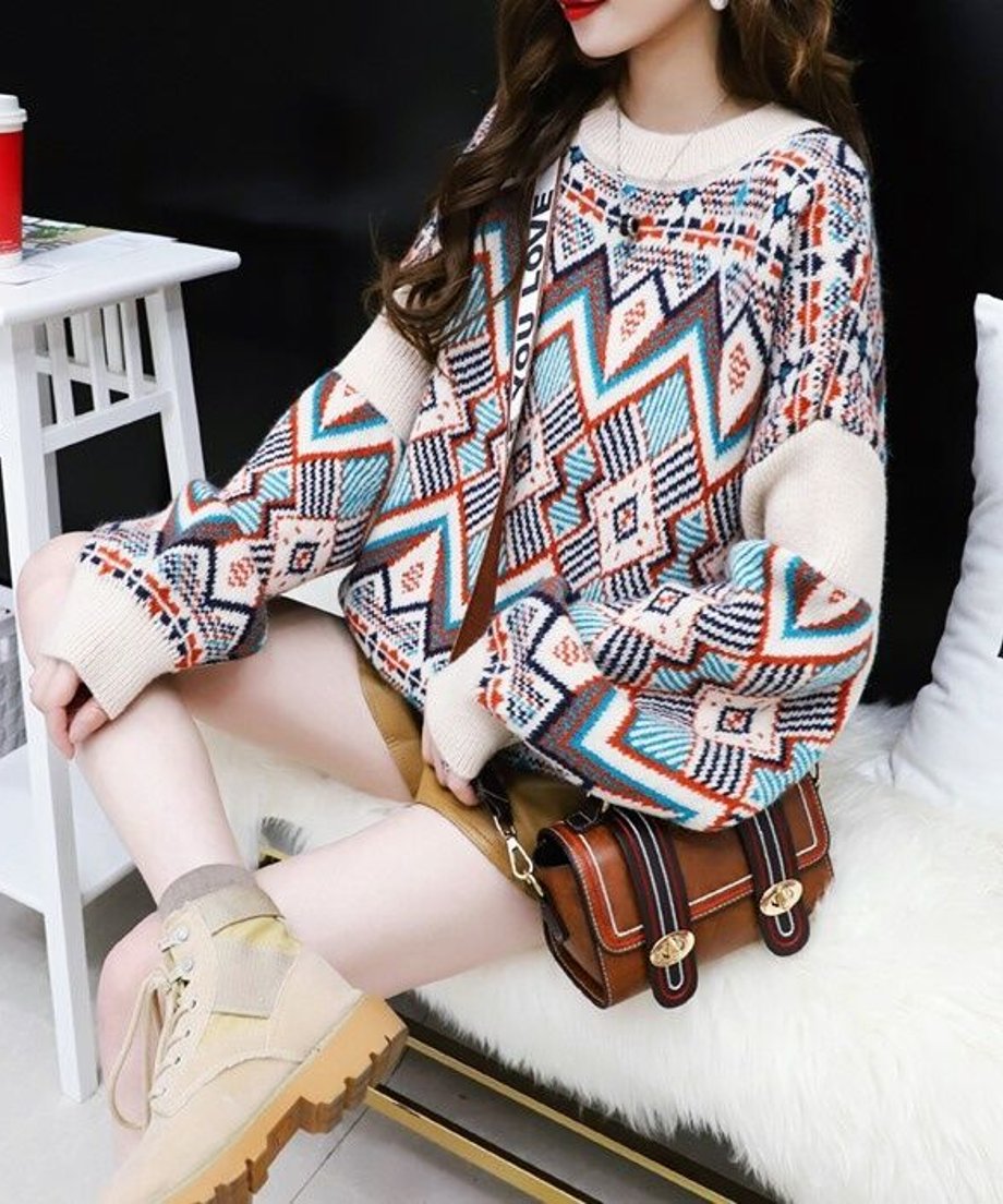 Tribal Geometric Knit Sweater