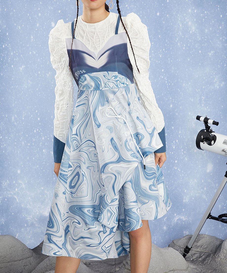 Faux Layered Marble Dress