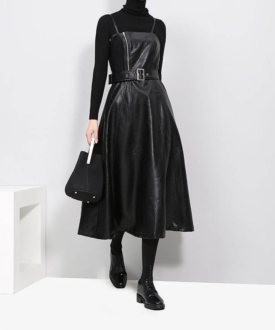 Faux Leather Dress