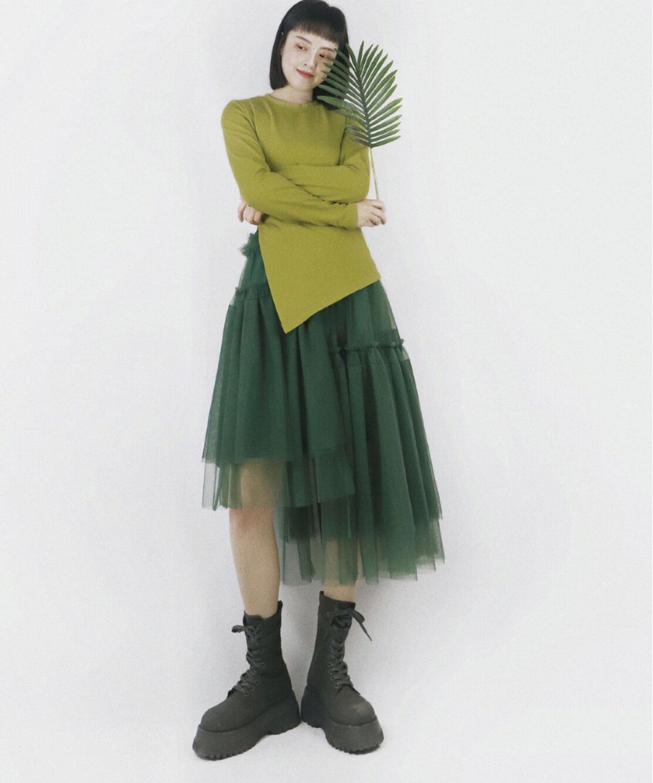 Layered Tulle Asymmetry Skirt