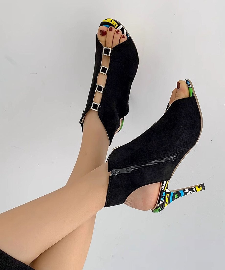 Square Stone High Heels