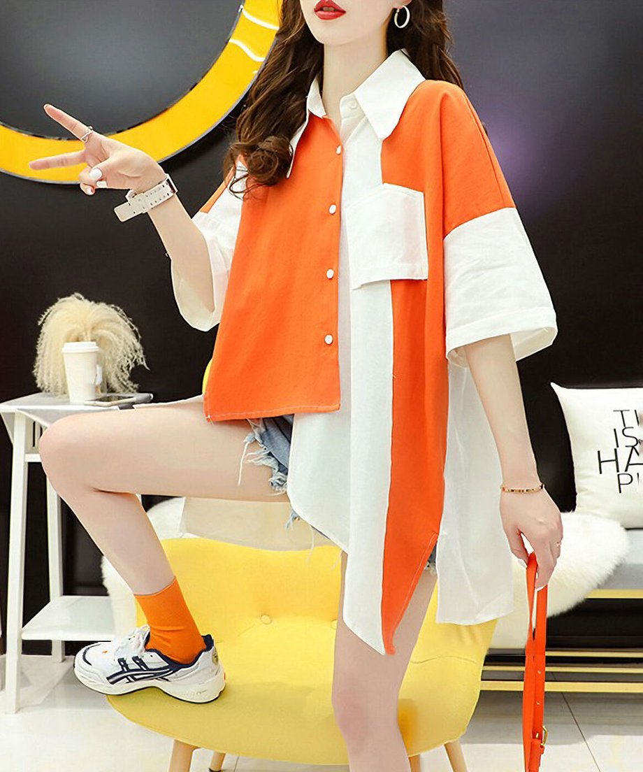 Bicolor Asymmetrical Blouse