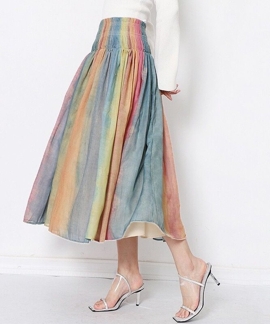 Pastel Gradient Pleated Skirt