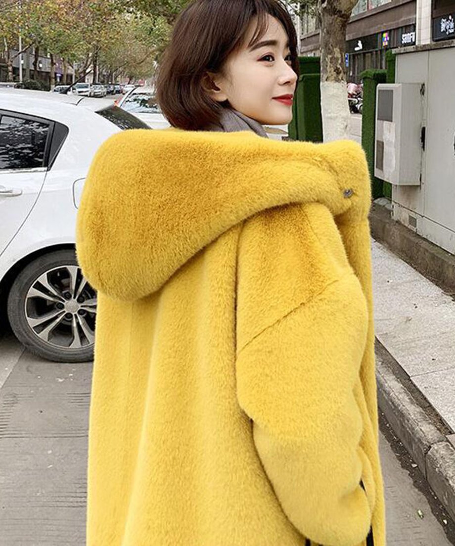 faux fur long coat