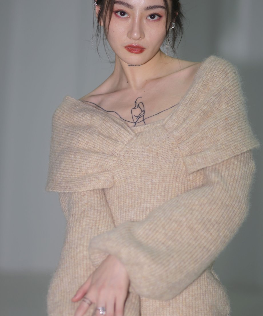 Melange Knit Dress & Scarf Co-ord