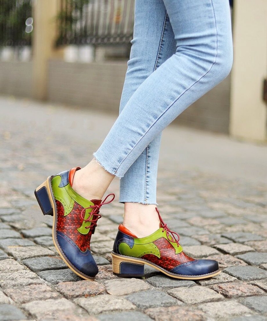 Color Patchwork Oxford Shoes
