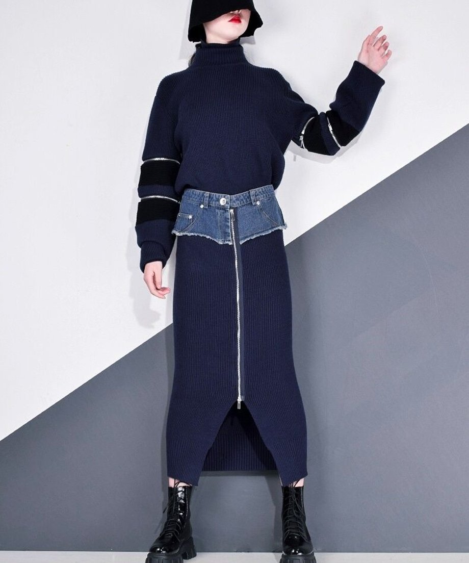 Designer Zip Sweater & Skirt Co-ord