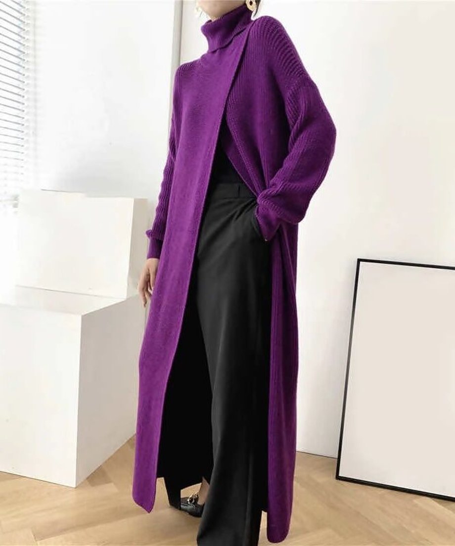 Long Knit Drape Sweater