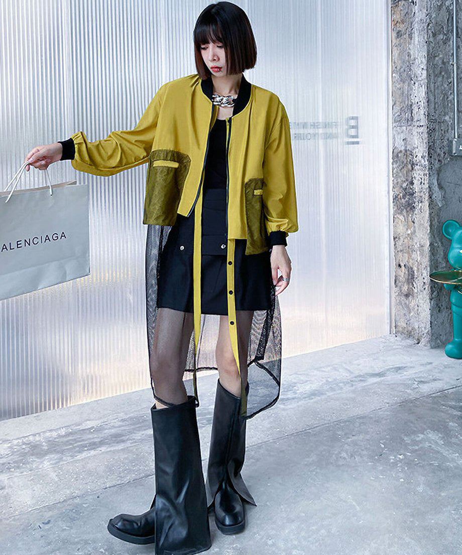 Mesh Switch Zip Cardigan