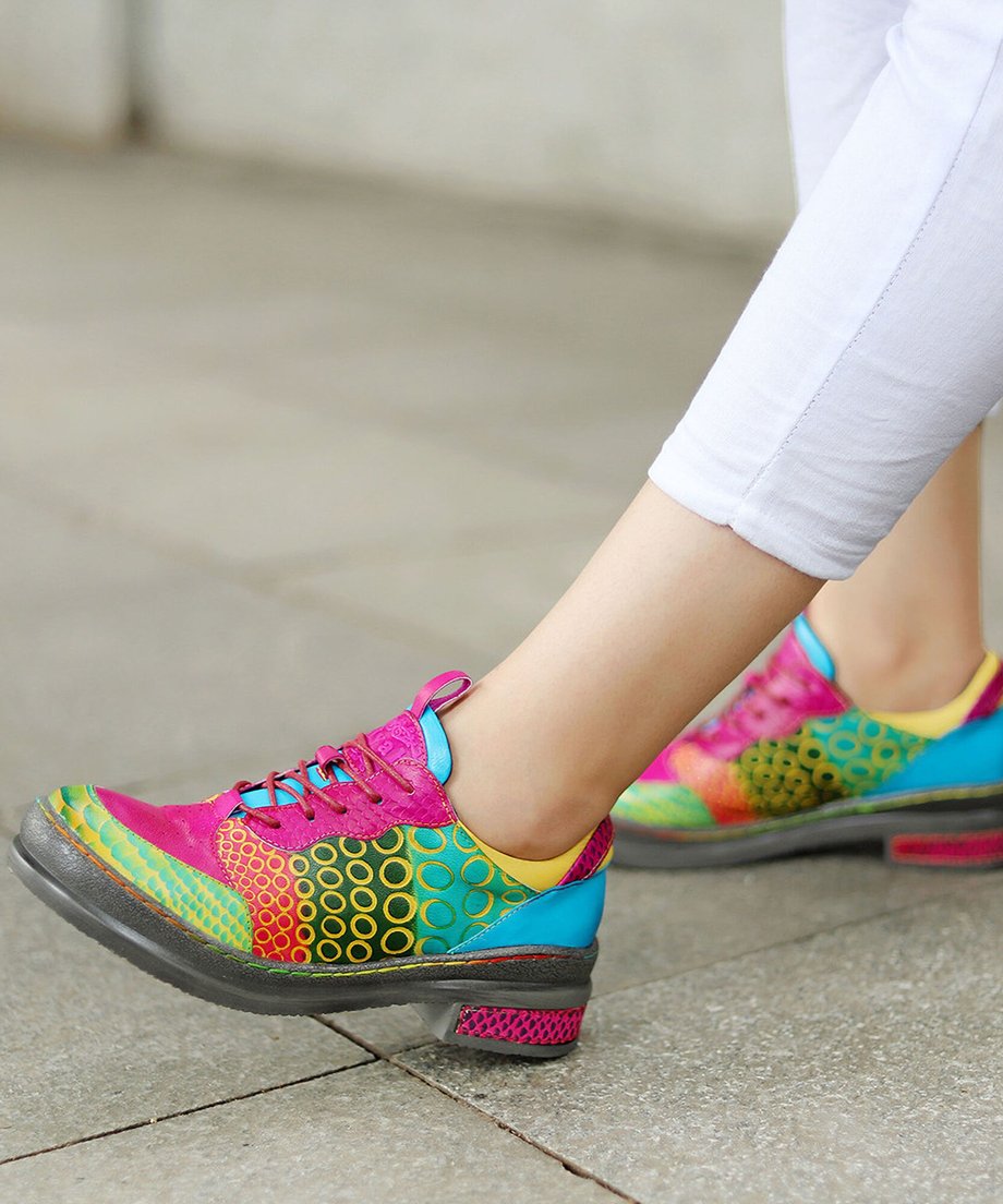 Pop Color Patchwork Derby Shoes