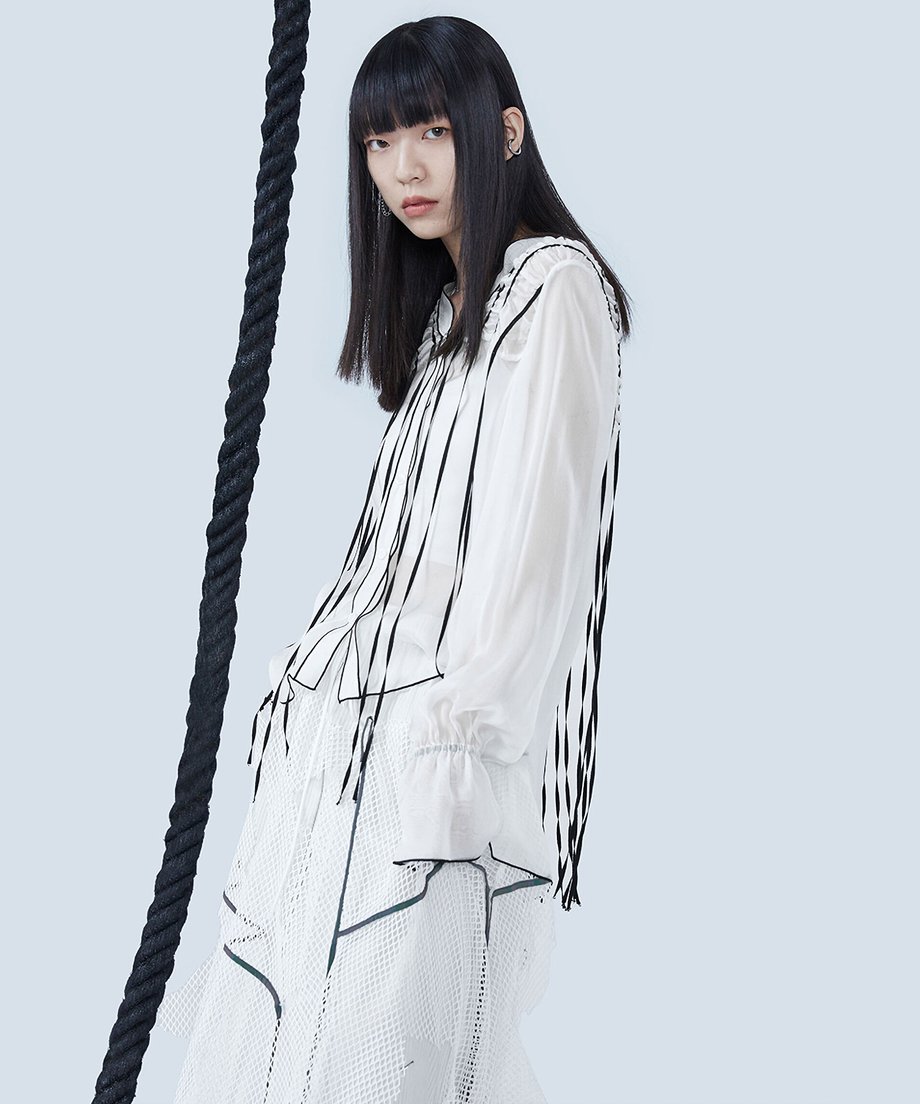 Line Art Sheer Blouse