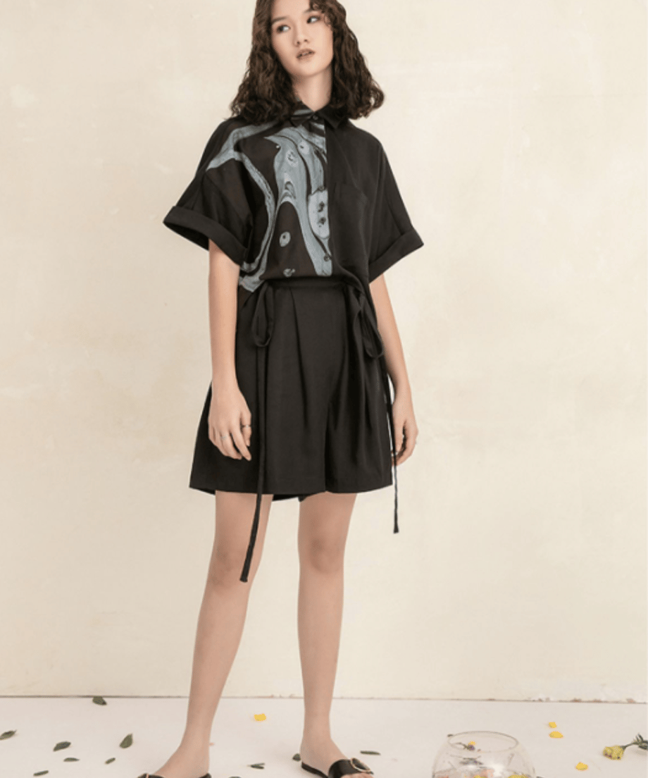 Half Graphic Short Sleeve Shirt Set