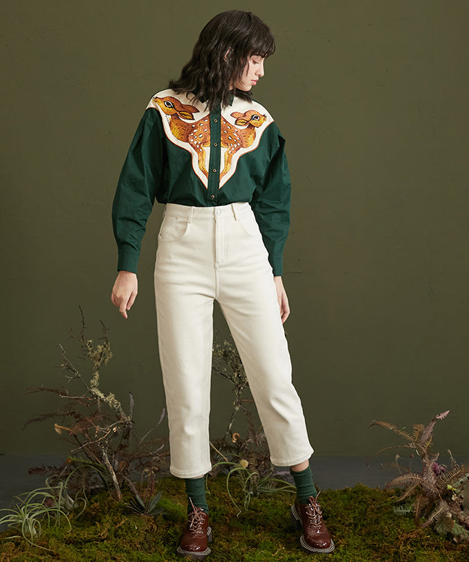 Deer Embroidery Blouse