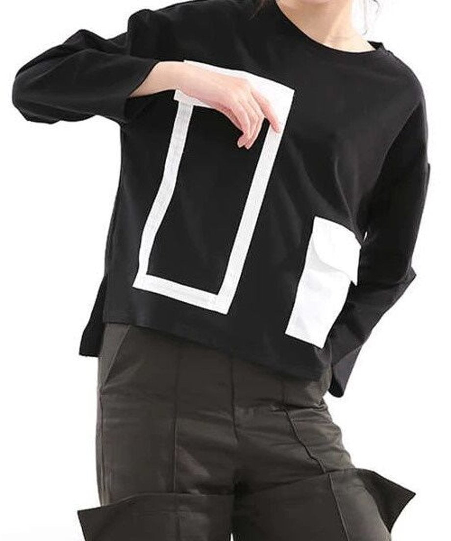 Geometric Panel Graphic Long Sleeve Top