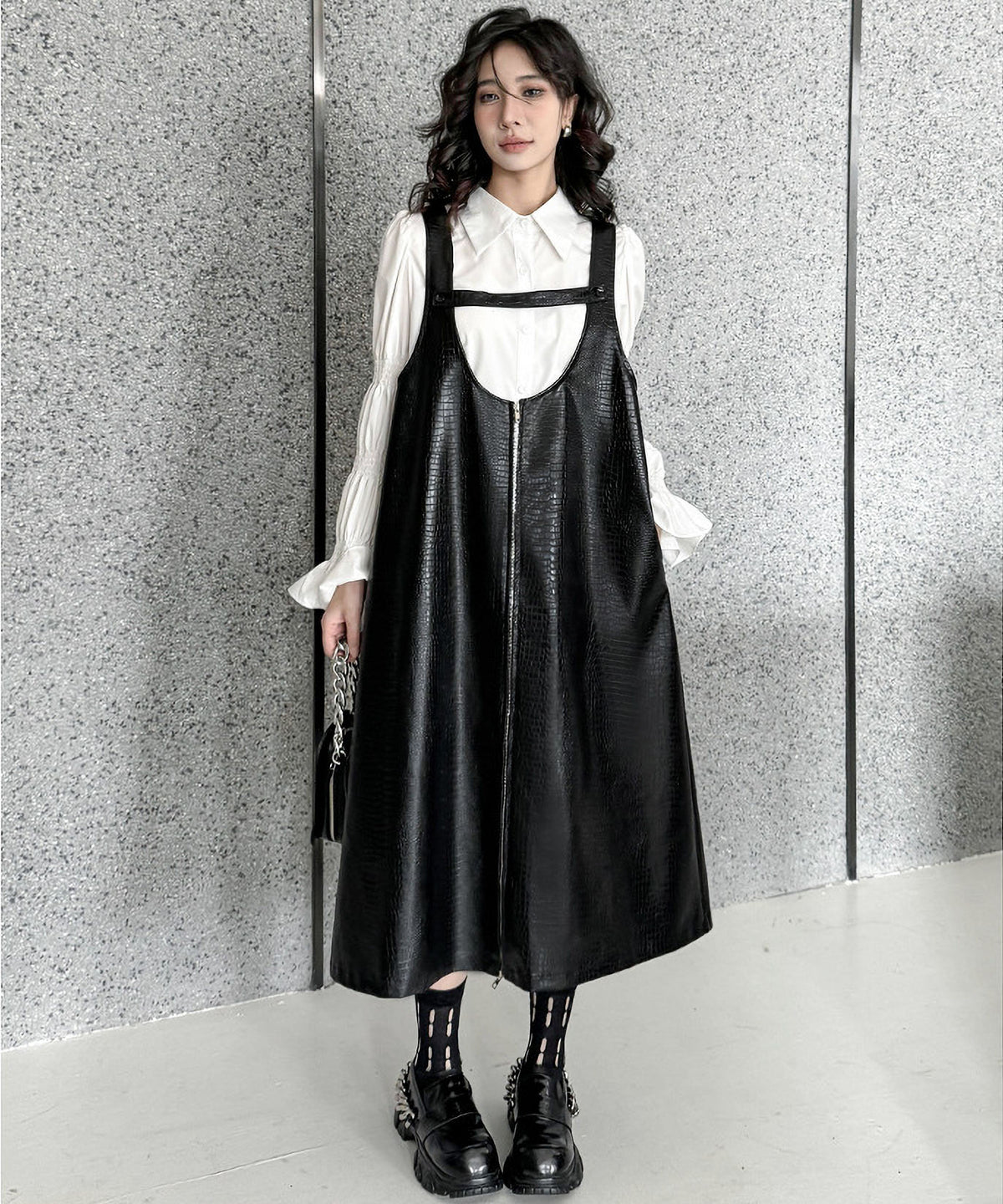 Zip Suspender Dress