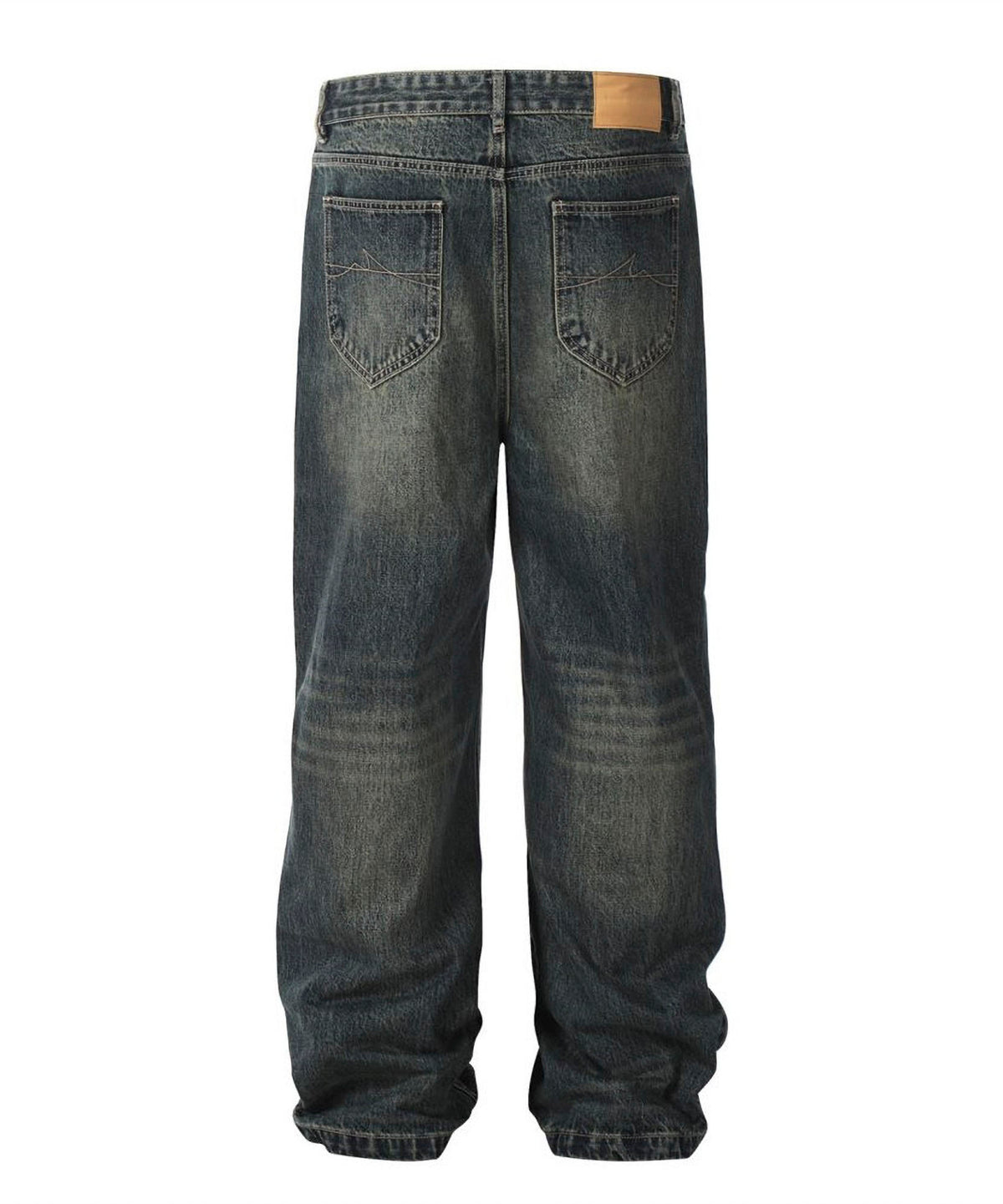 English Letter Print Denim Pants