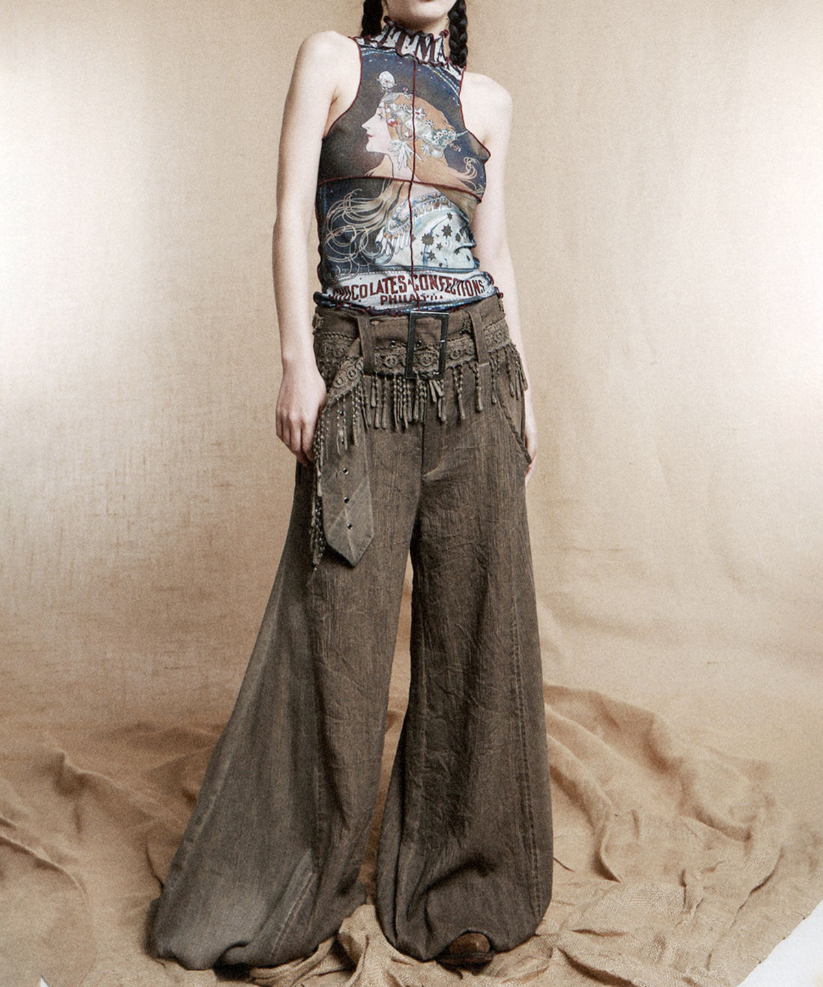 Tassel Belt Lantern Pants