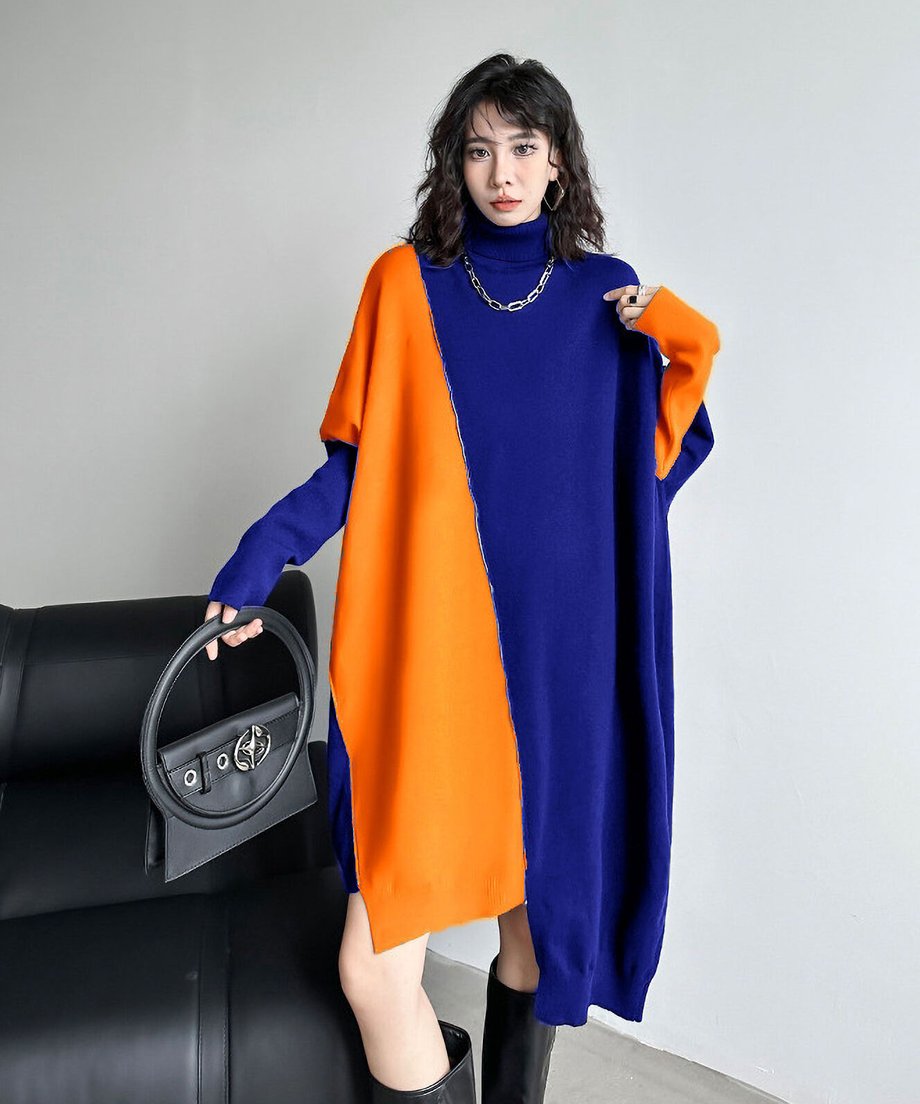 Diagonal Switch Sweater Dress