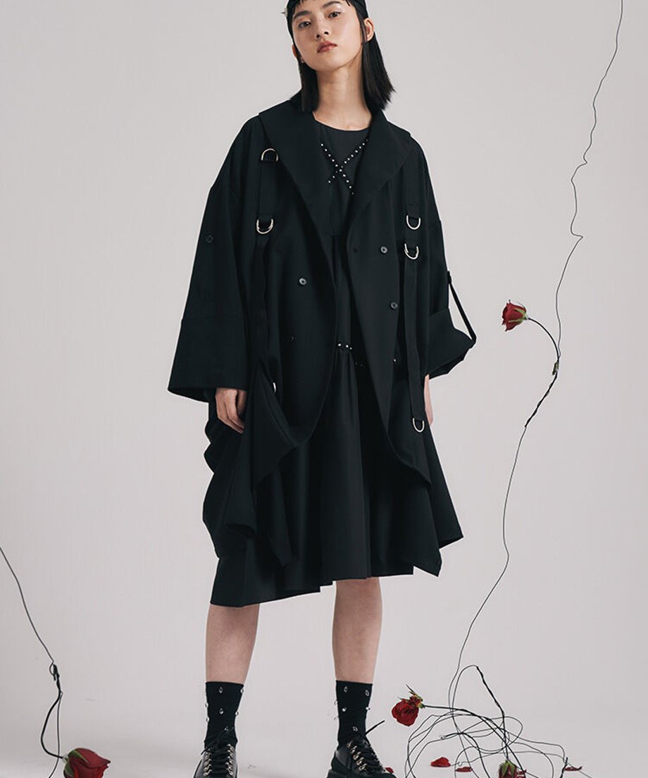 Studded Puff Sleeve Flare Dress