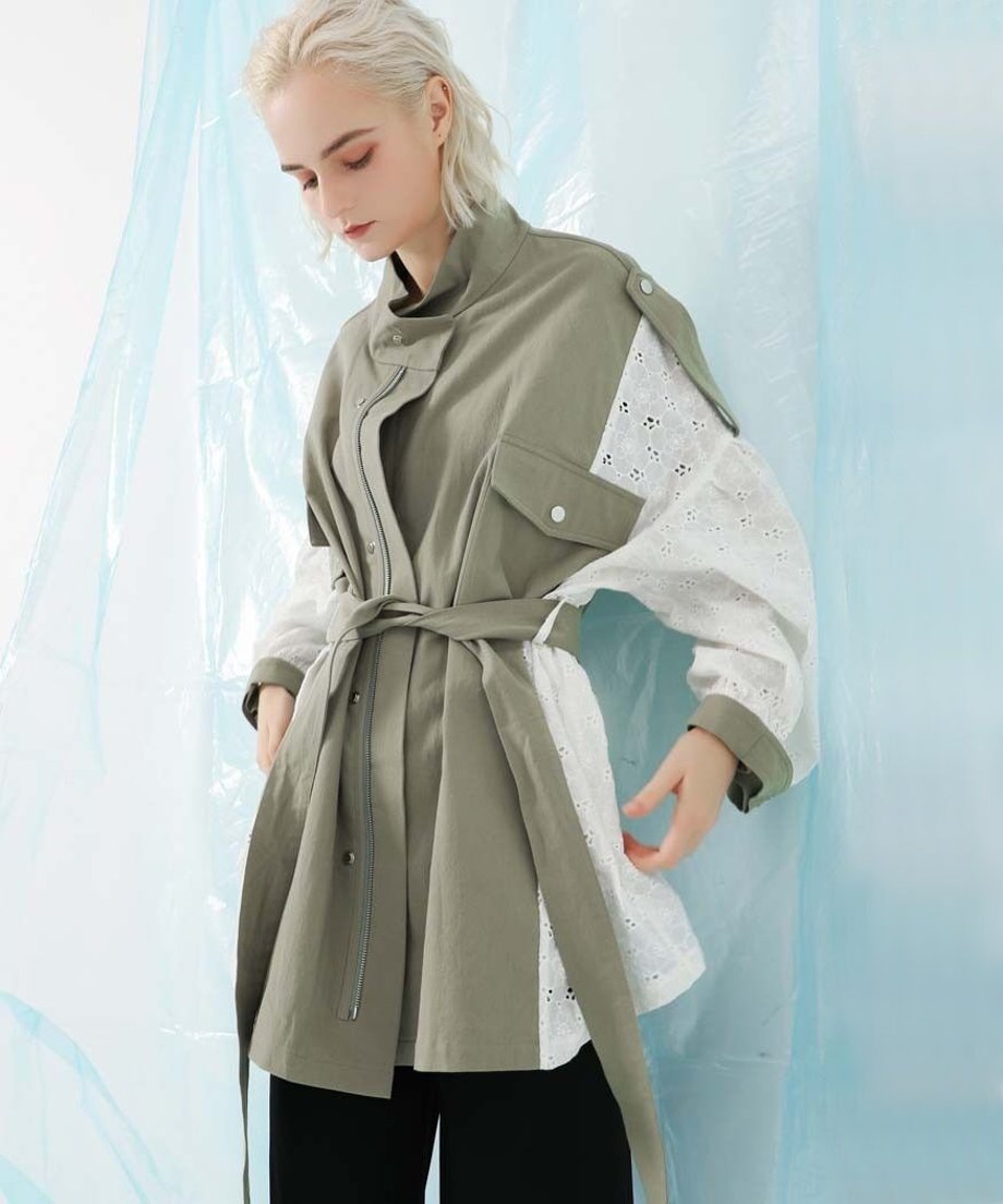 Lace Switching Short Coat