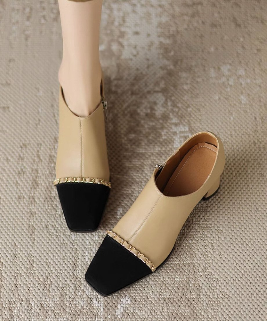 Bicolor Chain Booties