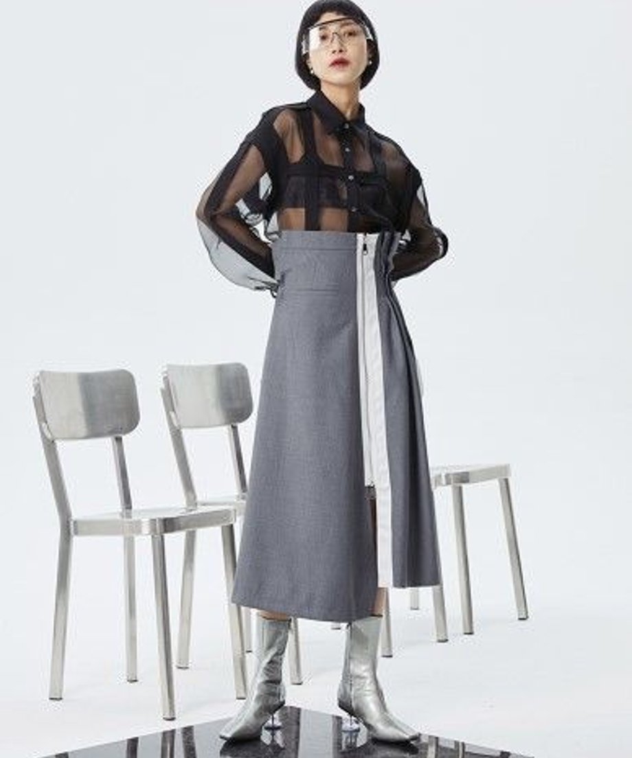 Zip Wrap Flare Skirt