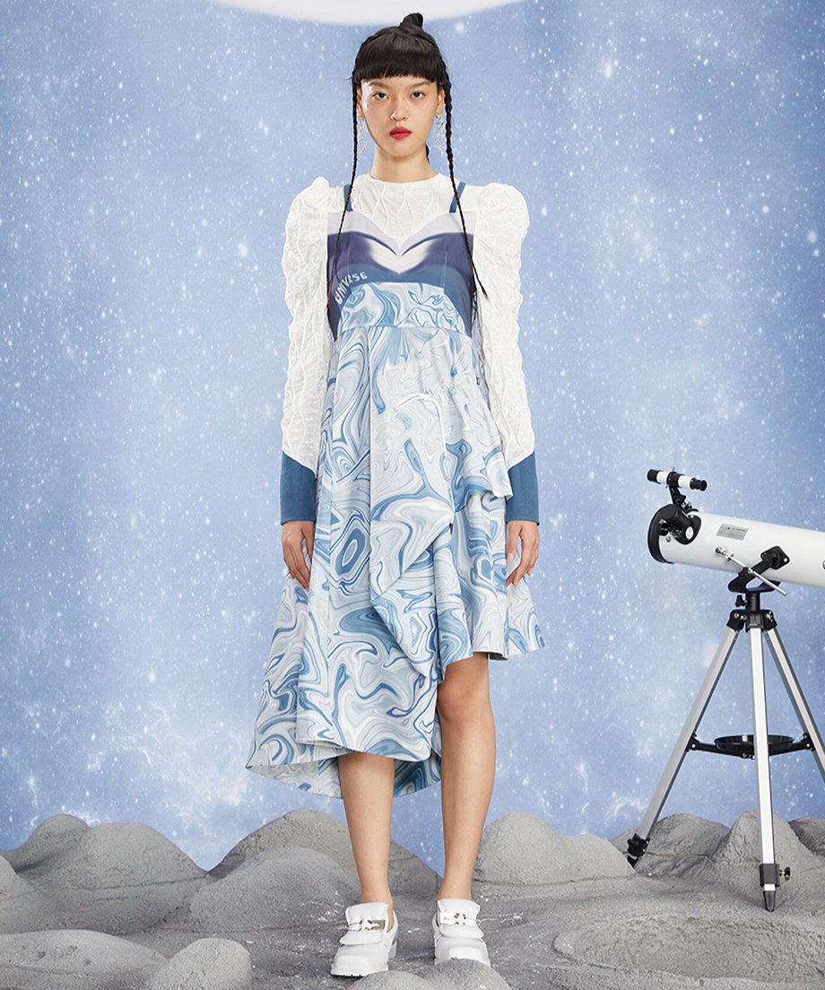 Faux Layered Marble Dress