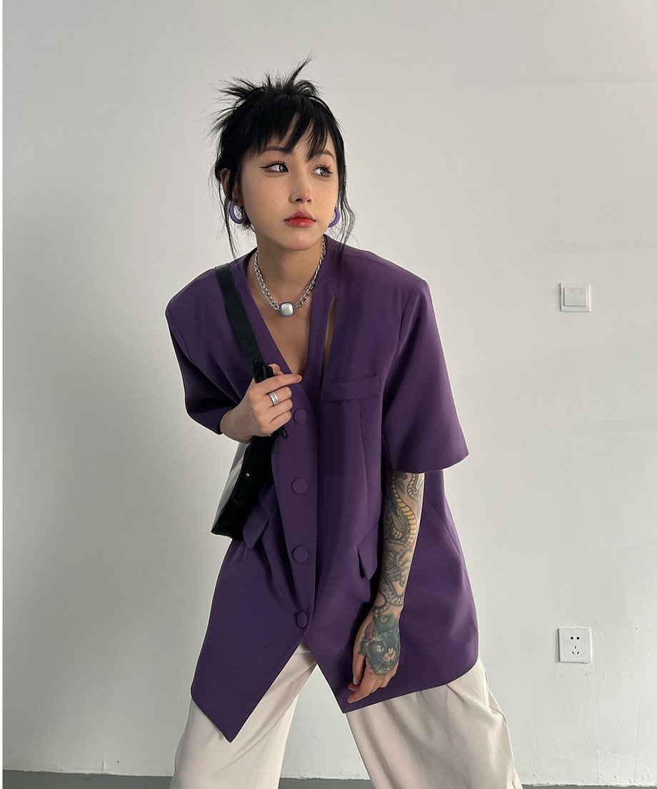 V-neck Short-sleeve Jacket