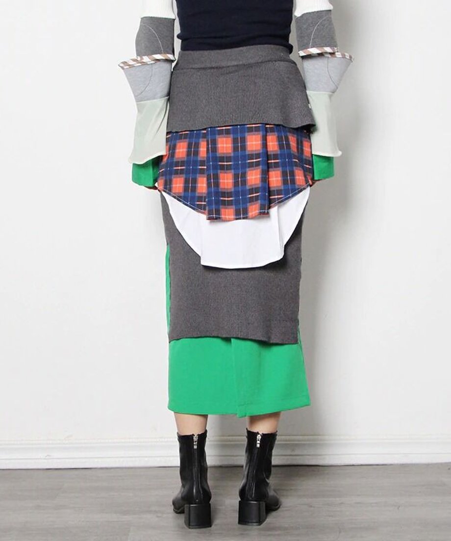 Plaid Splicing Skirt