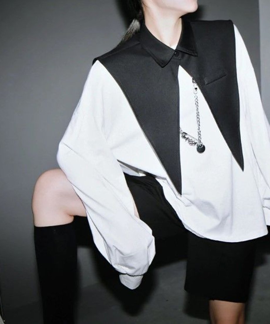 False Collar & Peasant Sleeve Top Co-ord
