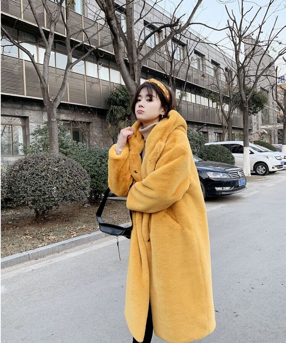 faux fur long coat