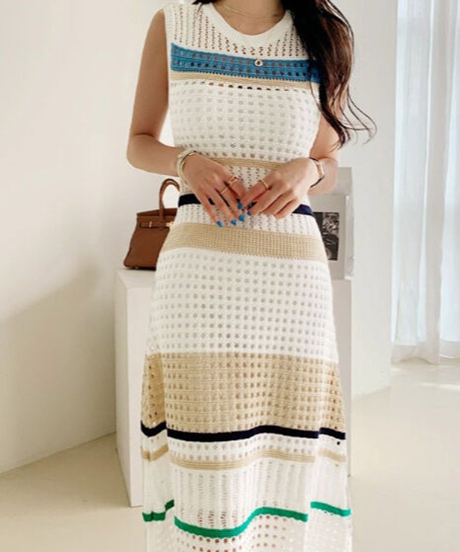 Striped Mesh Dress